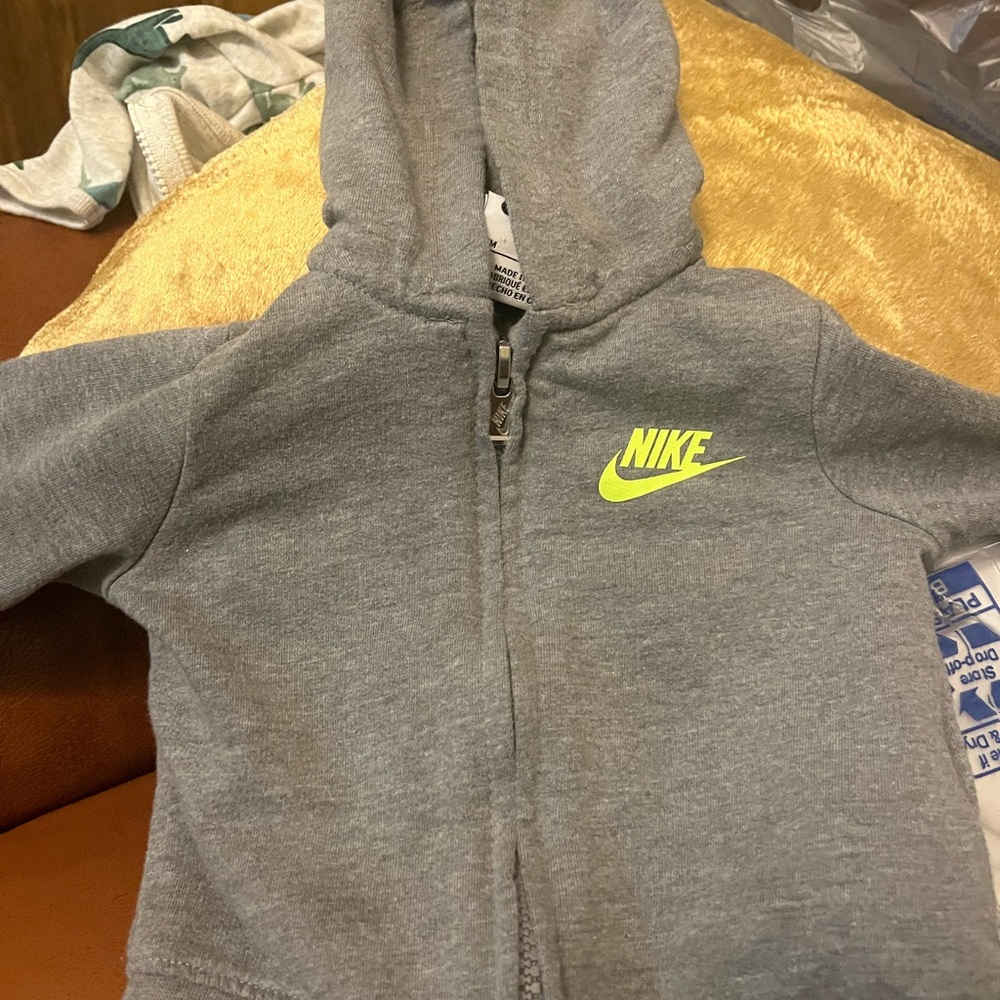 Nike Gray and Neon Yellow Kids Hoodie